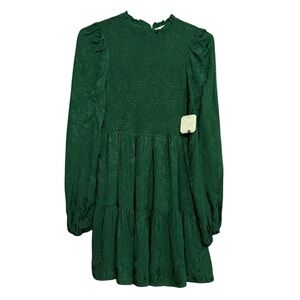 Altar'd State Hunter Green Smocked Tiered Dress Size XS NWT